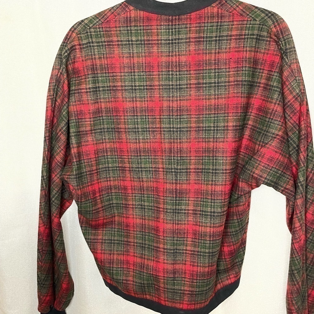 Pendleton Womens Cardigan Sweater Red Green 100% Wool Tartan Plaid Vintage Small - Picture 6 of 9